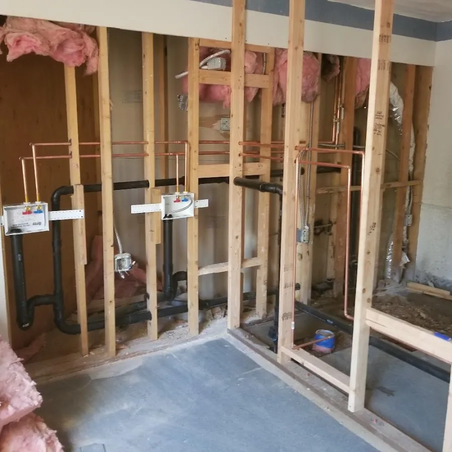 Copper pipe rough-in and plumbing installation in Wrentham